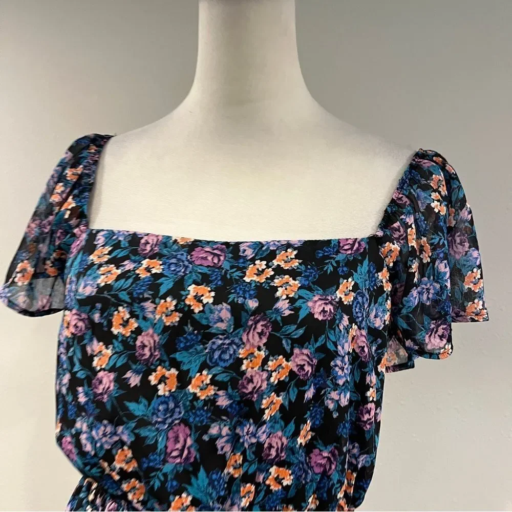 Trixxi Floral Print mini Dress with short Ruffled Sleeves cottagecore style - Picture 2 of 14